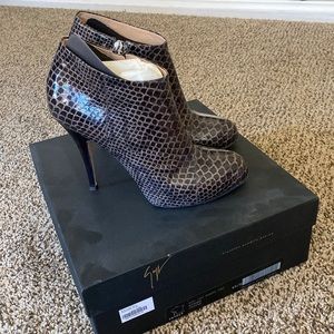 Giuseppe Zanotti Snakeskin Ankle Bootie